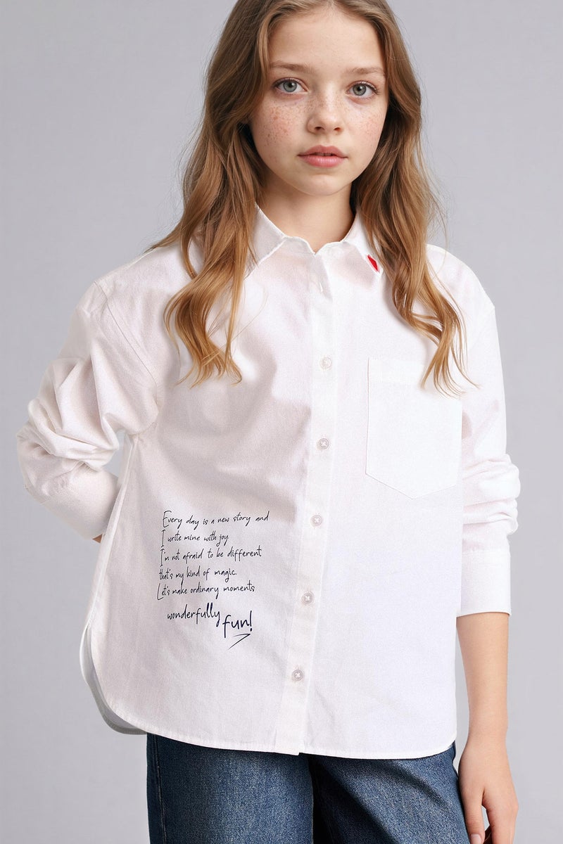 ديفاكتو قميص كم طويل بوبلين قصة عادية - Image 1